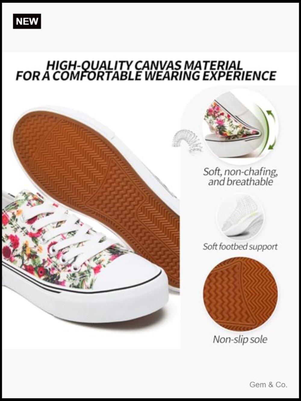 Low Top Canvas Sneakers Lace Up Walking Shoes for Women - Picture 4 of 6